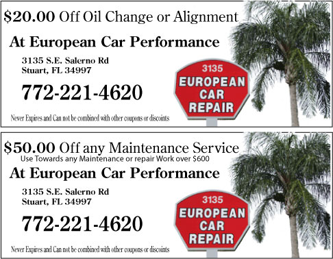 Get your European Car Repair Monthly Coupon's for Discounts on Services
